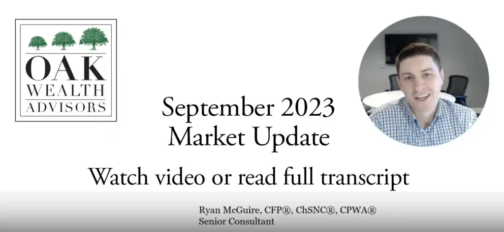 In this video, I, Ryan McGuire, Senior Consultant at Oak Wealth Advisors, provide a recap of the market performance in September 2023. Despite the rough month, with declines in stocks, bonds, and complementary strategies, it's important to stay focused on the long-term. Diversified portfolios are still in positive territory for the year, and the current high yields make investing in bonds attractive. While negative market volatility may persist, there are increasing opportunities in the future. Your continued confidence in Oak Wealth Advisors is appreciated, and feel free to reach out with any questions.