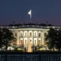 white house in DC at night.