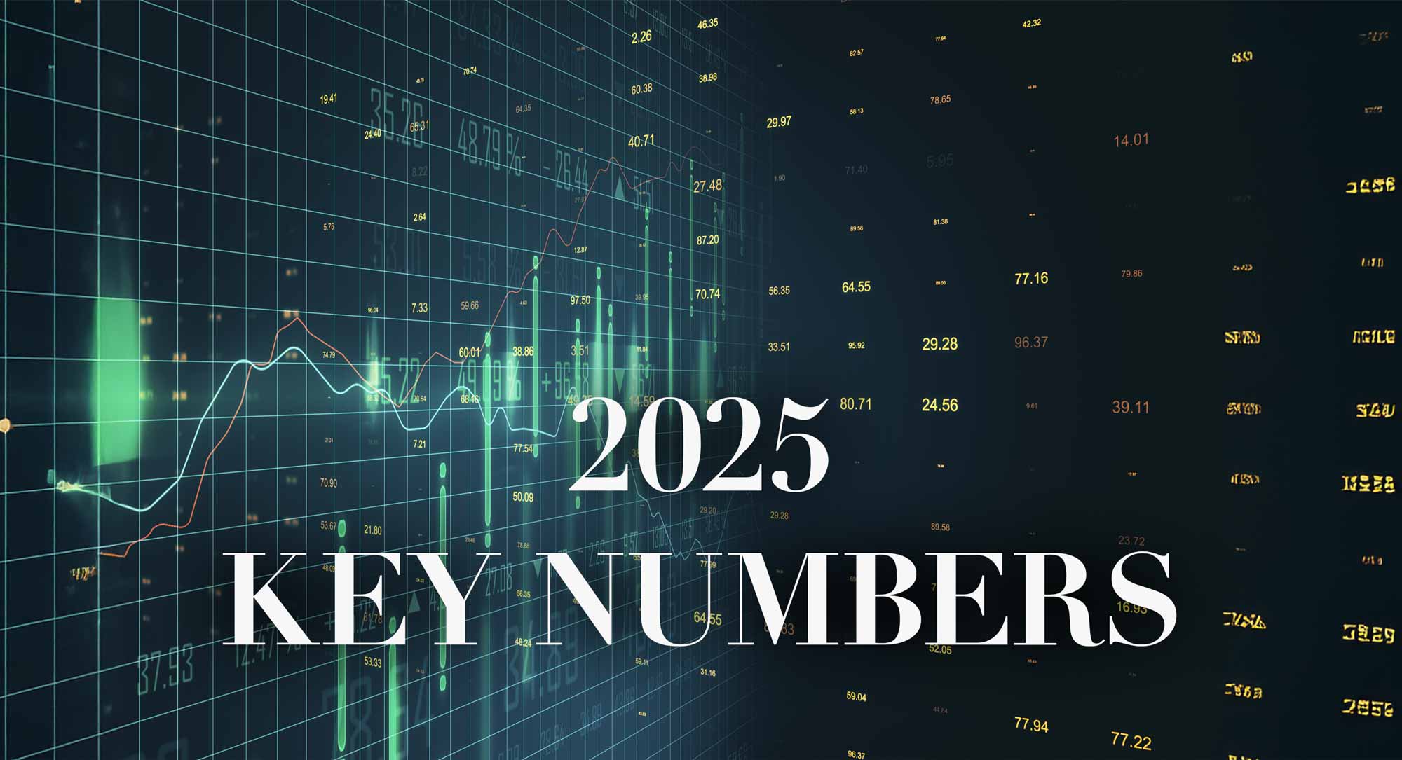 image depicting many numbers on a graph featuring 2025 key financial numbers