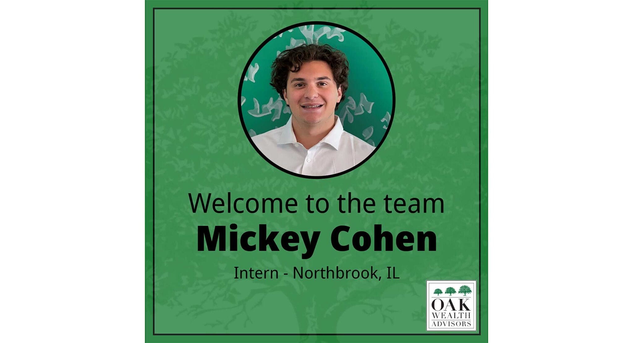 Welcome post for new intern Mickey Cohen from Northbrook, IL.